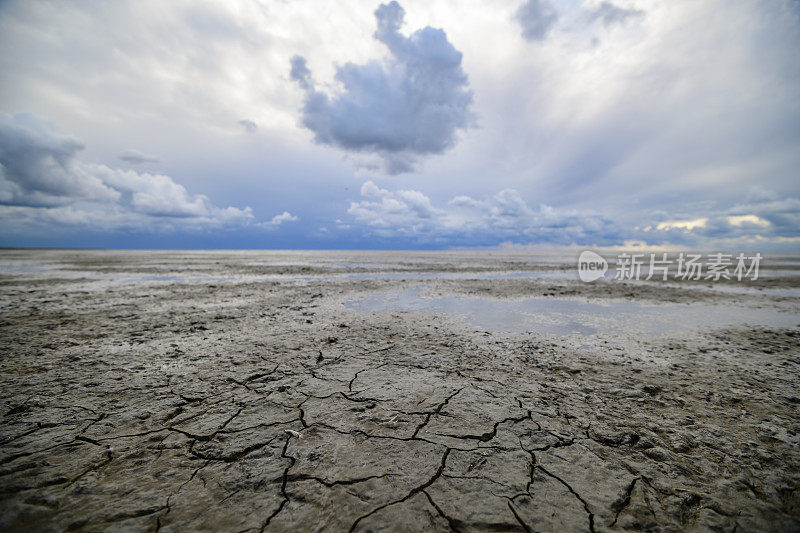 Wad或wadden空景观在瓦登海自然保护区'de wadden '与潮汐沙滩在荷兰北部